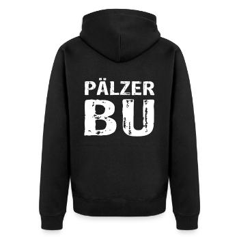Pälzer Bub - Unisex Premium Bio Zip Hoodie - Schwarz - Hinten - Nico (187cm)