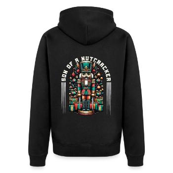 Son of a Nutcracker Christmas Motif - Unisex Premium Organic Zip Hoodie - black - Back - Nico (187cm)