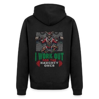 Krampus Fitness Für Freche Kinder - Unisex Premium Bio Zip Hoodie - Schwarz - Hinten - Nico (187cm)