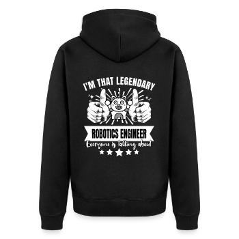Legendärer Robotikingenieur Legende - Unisex Premium Bio Zip Hoodie - Schwarz - Hinten - Nico (187cm)