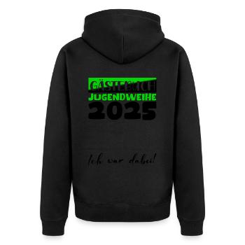 Jugendweihe 2025 Gästebuch Geschenk Mädchen Jungen - Unisex Premium Bio Zip Hoodie - Schwarz - Hinten - Nico (187cm)