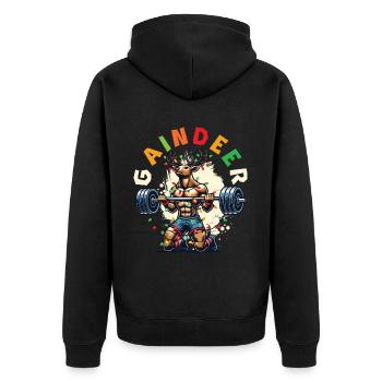 Gaindeer Christmas Fitness Reindeer Saying - Unisex Premium Organic Zip Hoodie - black - Back - Nico (187cm)