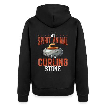 Eisstockschießen Curling Curler Stockschießen - Unisex Premium Bio Zip Hoodie - Schwarz - Hinten - Nico (187cm)
