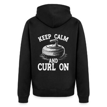 Eisstockschießen Curling Curler Stockschießen - Unisex Premium Bio Zip Hoodie - Schwarz - Hinten - Nico (187cm)