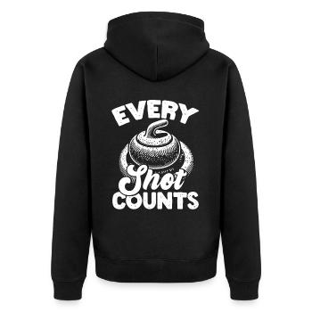 Eisstockschießen Curling Curler Stockschießen - Unisex Premium Bio Zip Hoodie - Schwarz - Hinten - Nico (187cm)