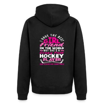 Meilleur ami Joueur de hockey fou - Veste à capuche bio Premium Unisexe - noir - Dos - Nico (187cm)