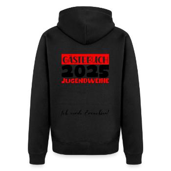 Jugendweihe 2025 Livre d’or Cadeau Filles Garçons - Veste à capuche bio Premium Unisexe - noir - Dos - Nico (187cm)
