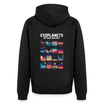 Exoplanet Universum Weltraum Astronom Astronom Astronomie - Unisex Premium Bio Zip Hoodie - Schwarz - Hinten - Nico (187cm)
