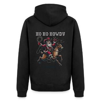Weihnachtliche Cowboy Stimmung Mit Santa - Unisex Premium Bio Zip Hoodie - Schwarz - Hinten - Nico (187cm)