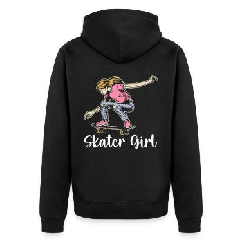 Skater Girl Skateboarding Skateboarder Girl - Unisex Premium Bio Zip Hoodie - Schwarz - Hinten - Nico (187cm)