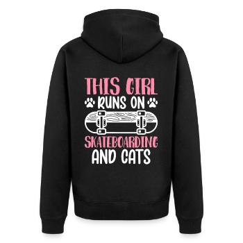 Running on skateboarding cats skateboarder - Unisex Premium Organic Zip Hoodie - black - Back - Nico (187cm)