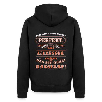 Drôle ALEXANDER pour la Journée du Nom avec Nom Nom - Veste à capuche bio Premium Unisexe - noir - Dos - Nico (187cm)