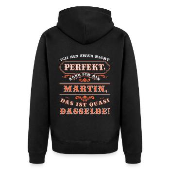 Funny MARTIN for Name Day with Name Name - Unisex Premium Organic Zip Hoodie - black - Back - Nico (187cm)