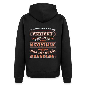 Drôle de MAXIMILIAN pour la Journée du Nom avec Nom Nom - Veste à capuche bio Premium Unisexe - noir - Dos - Nico (187cm)
