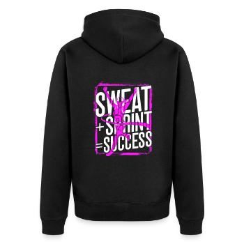 Sprint Leichtathletik Sweat Sprint Success - Unisex Premium Bio Zip Hoodie - Schwarz - Hinten - Nico (187cm)