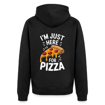 Pizza Spruch Witz Pizzeria Lustiges Pizza Geschenk - Unisex Premium Bio Zip Hoodie - Schwarz - Hinten - Nico (187cm)