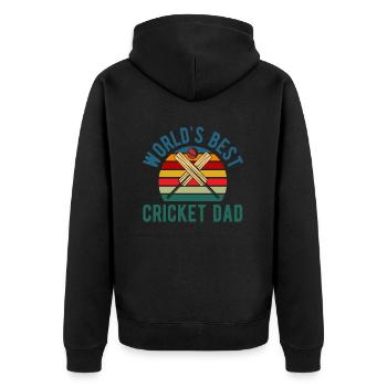Bester Cricketspieler Papa Retro Design - Unisex Premium Bio Zip Hoodie - Schwarz - Hinten - Nico (187cm)
