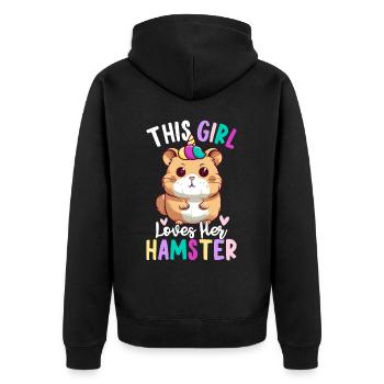 Cette fille aime son hamster Femelle - Veste à capuche bio Premium Unisexe - noir - Dos - Nico (187cm)