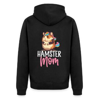 Hamster Mom Female Hamster Lover Design für - Unisex Premium Bio Zip Hoodie - Schwarz - Hinten - Nico (187cm)