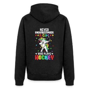 Une fille qui joue au hockey Joueuse de hockey - Veste à capuche bio Premium Unisexe - noir - Dos - Nico (187cm)
