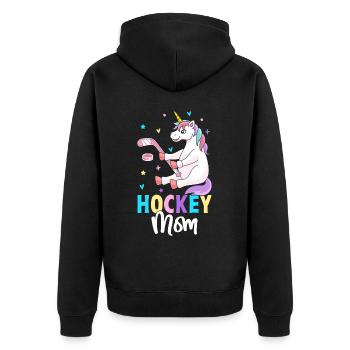 Hockey Mom Weiblicher Hockeyspieler Grafik für - Unisex Premium Bio Zip Hoodie - Schwarz - Hinten - Nico (187cm)
