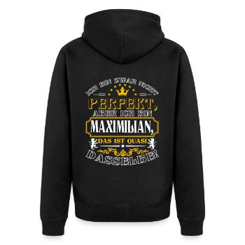 Drôle de MAXIMILIAN pour la Journée du Nom avec Nom Nom - Veste à capuche bio Premium Unisexe - noir - Dos - Nico (187cm)