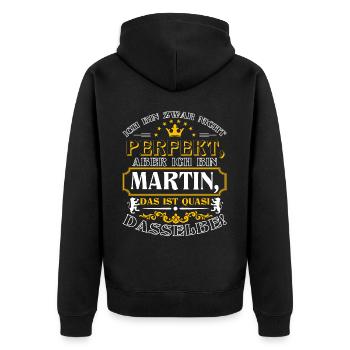 Funny MARTIN for Name Day with Name Name - Unisex Premium Organic Zip Hoodie - black - Back - Nico (187cm)