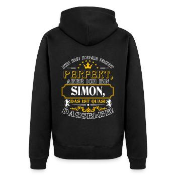 Drôle de nom jour SIMON avec nom nom - Veste à capuche bio Premium Unisexe - noir - Dos - Nico (187cm)