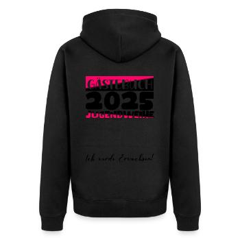 Jugendweihe 2025 Gästebuch Geschenk Mädchen Jungen - Unisex Premium Bio Zip Hoodie - Schwarz - Hinten - Nico (187cm)