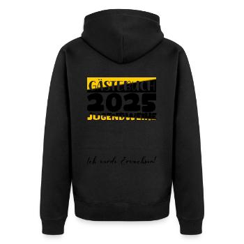 Jugendweihe 2025 Gästebuch Geschenk Mädchen Jungen - Unisex Premium Bio Zip Hoodie - Schwarz - Hinten - Nico (187cm)