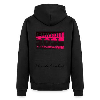 Jugendweihe 2025 Gästebuch Geschenk Mädchen Jungen - Unisex Premium Bio Zip Hoodie - Schwarz - Hinten - Nico (187cm)