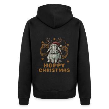 Lapin drôle de Noël houblonné avec des bois de renne - Veste à capuche bio Premium Unisexe - noir - Dos - Nico (187cm)