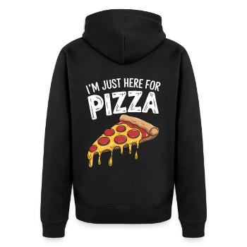 Pizza Spruch Witz Pizzeria Lustiges Pizza Geschenk - Unisex Premium Bio Zip Hoodie - Schwarz - Hinten - Nico (187cm)