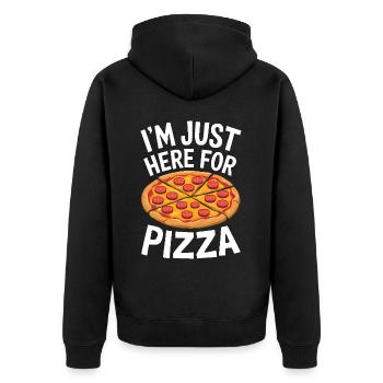 Pizza Spruch Witz Pizzeria Lustiges Pizza Geschenk - Unisex Premium Bio Zip Hoodie - Schwarz - Hinten - Nico (187cm)