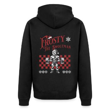 Frosty the swoleman Weihnachtsspaß Fitness Design - Unisex Premium Bio Zip Hoodie - Schwarz - Hinten - Nico (187cm)