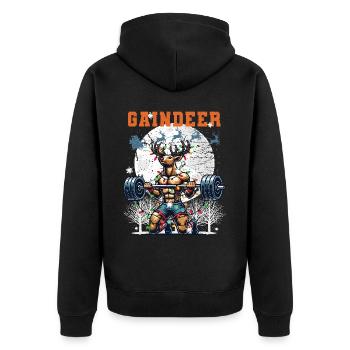 Christmas Workout Reindeer Fitness Humor - Unisex Premium Organic Zip Hoodie - black - Back - Nico (187cm)