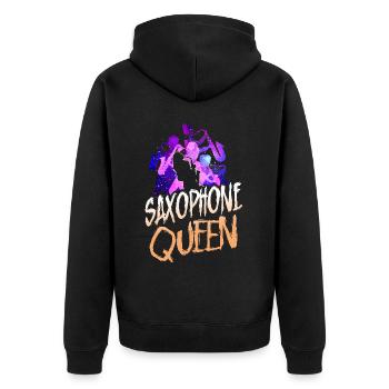 Saxophone Saxophone Queen - Unisex Premium Bio Zip Hoodie - Schwarz - Hinten - Nico (187cm)