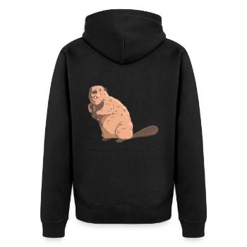 Cute Beaver Cartoon Kids - Unisex Premium Organic Zip Hoodie - black - Back - Nico (187cm)
