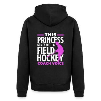 Princess With Hockey Coach Voice - Unisex Premium Organic Zip Hoodie - black - Back - Nico (187cm)