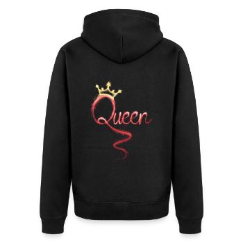 queen with crown - Unisex Premium Organic Zip Hoodie - black - Back - Nico (187cm)