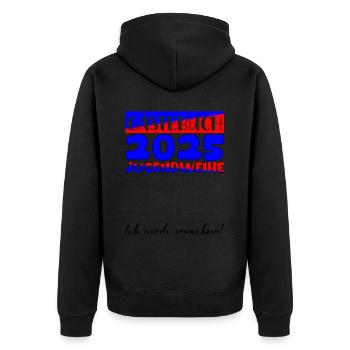 Jugendweihe 2025 Livre d’or Cadeau Filles Garçons - Veste à capuche bio Premium Unisexe - noir - Dos - Nico (187cm)