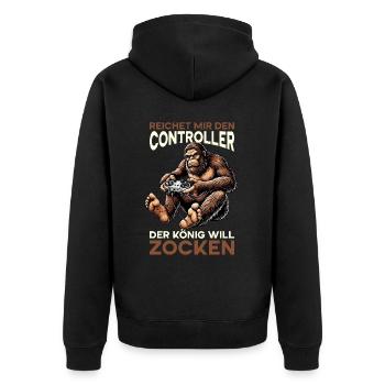Hands me the controller the king wants to gamble - Unisex Premium Organic Zip Hoodie - black - Back - Nico (187cm)