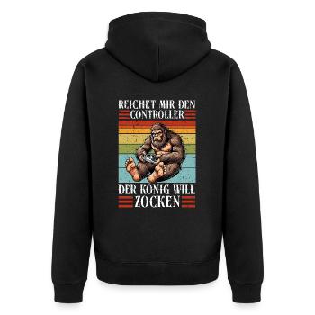 Hands me the controller the king wants to gamble - Unisex Premium Organic Zip Hoodie - black - Back - Nico (187cm)