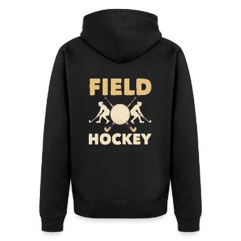 Hockey Player Field Sports Passion - Unisex Premium Organic Zip Hoodie - black - Back - Nico (187cm)