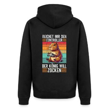 Hands me the controller the king wants to gamble - Unisex Premium Organic Zip Hoodie - black - Back - Nico (187cm)