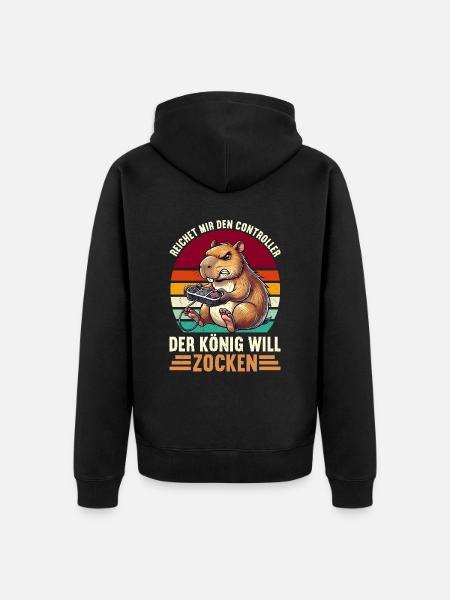 Reichet Mir Den Controller Der König Will Zocken - Unisex Premium Bio Zip Hoodie - Schwarz