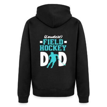 Loudest Field Hockey Player Dad Design - Unisex Premium Organic Zip Hoodie - black - Back - Nico (187cm)
