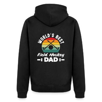 Bester Field Hockey Spieler Papa - Unisex Premium Bio Zip Hoodie - Schwarz - Hinten - Nico (187cm)
