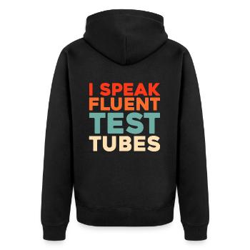Biologie Biologe - Unisex Premium Bio Zip Hoodie - Schwarz - Hinten - Nico (187cm)