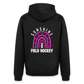 Sonnenschein Und Feldhockey Spieler - Unisex Premium Bio Zip Hoodie - Schwarz - Hinten - Nico (187cm)